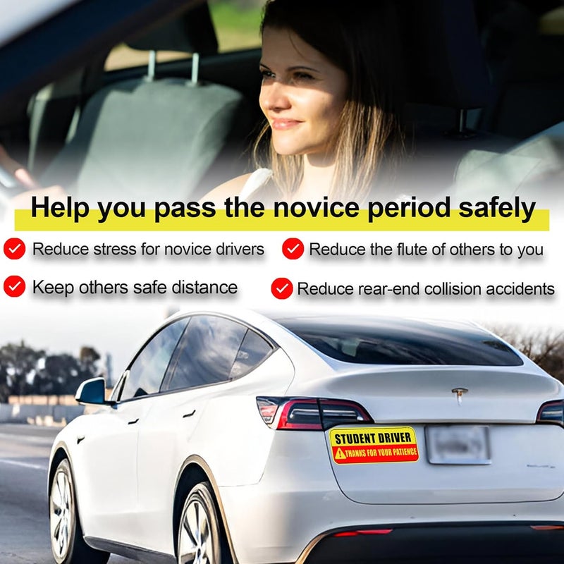 HAP FUNN Large Student Driver Magnet for Car, 3 PCS New Driver Magnet Sticker Sign for Car, Reflective Magnetic Warning Bumper Sticker for Students Novices, Removable Safety Rookie Attention Sign - Image 4